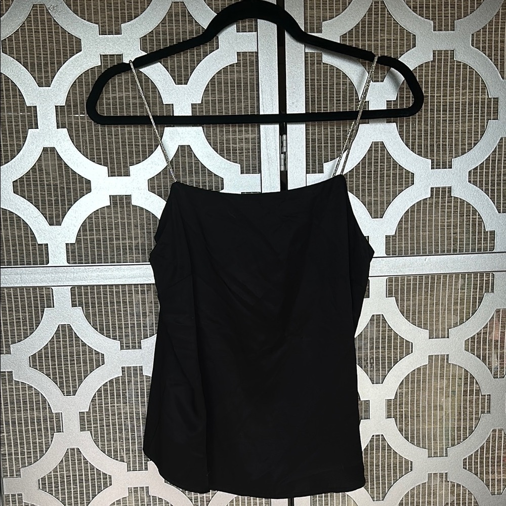 H&M Black Ruched Spaghetti Strap Slip Top